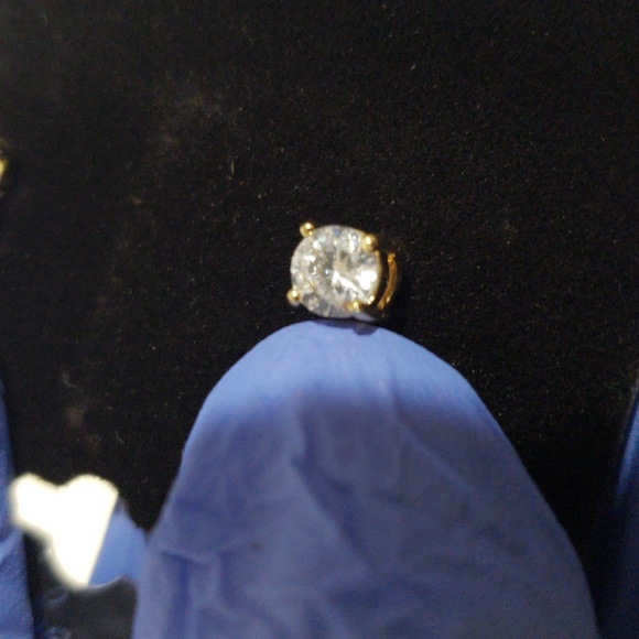 Eisenberg Ice Gold tone Sparkling Crystal Stud Earrings, Women's Fashion Jewelry - Picture 6 of 8